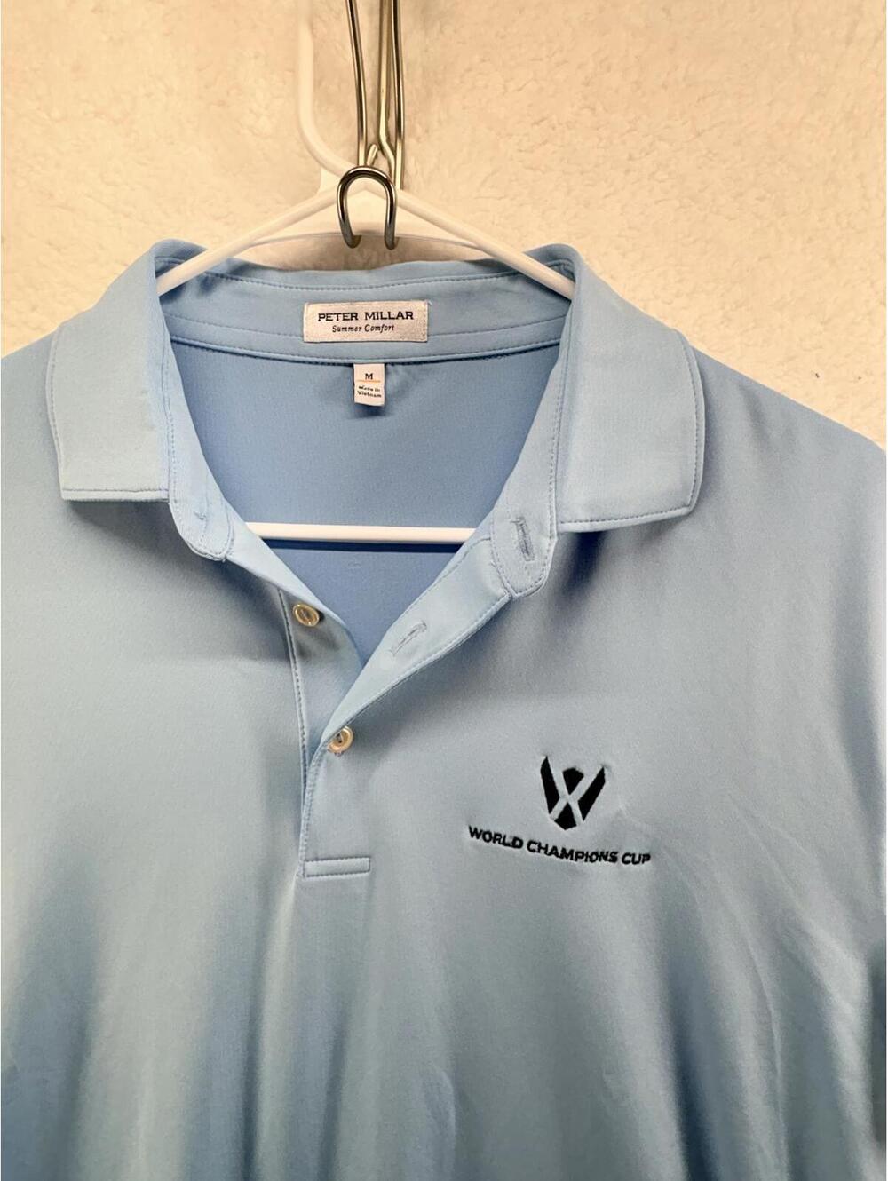 Peter Miller Summer Comfort Golf Polo Mens Medium World Champions Cup Blue